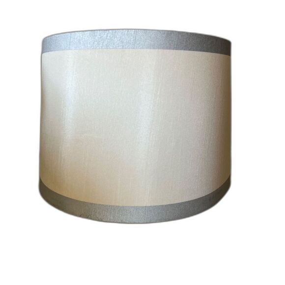 15" D x 10" H White & Gray Round Lamp Shade Lampshade - Picture 2 of 4
